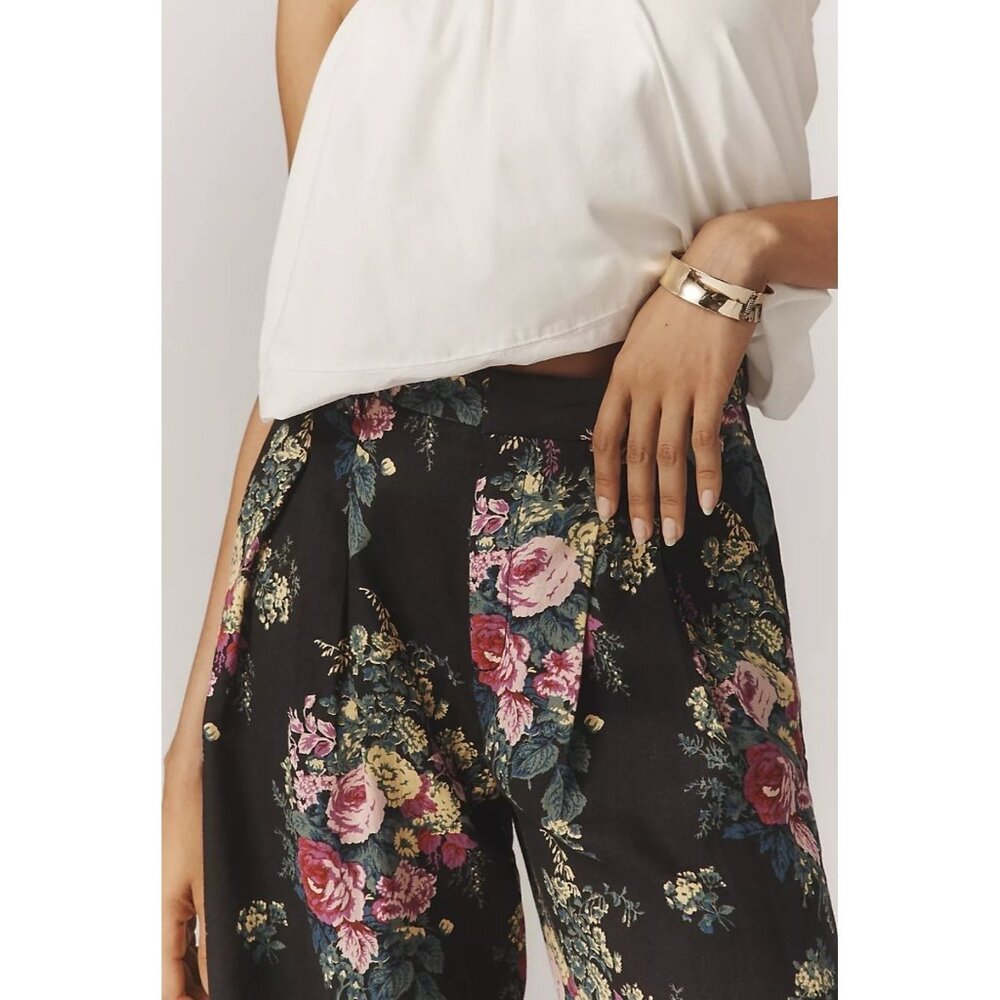 NWT Size M- The Avery Pleated Wide Leg  Trousers Maeve 100% Linen (NWT US$ 148) - Picture 4 of 16